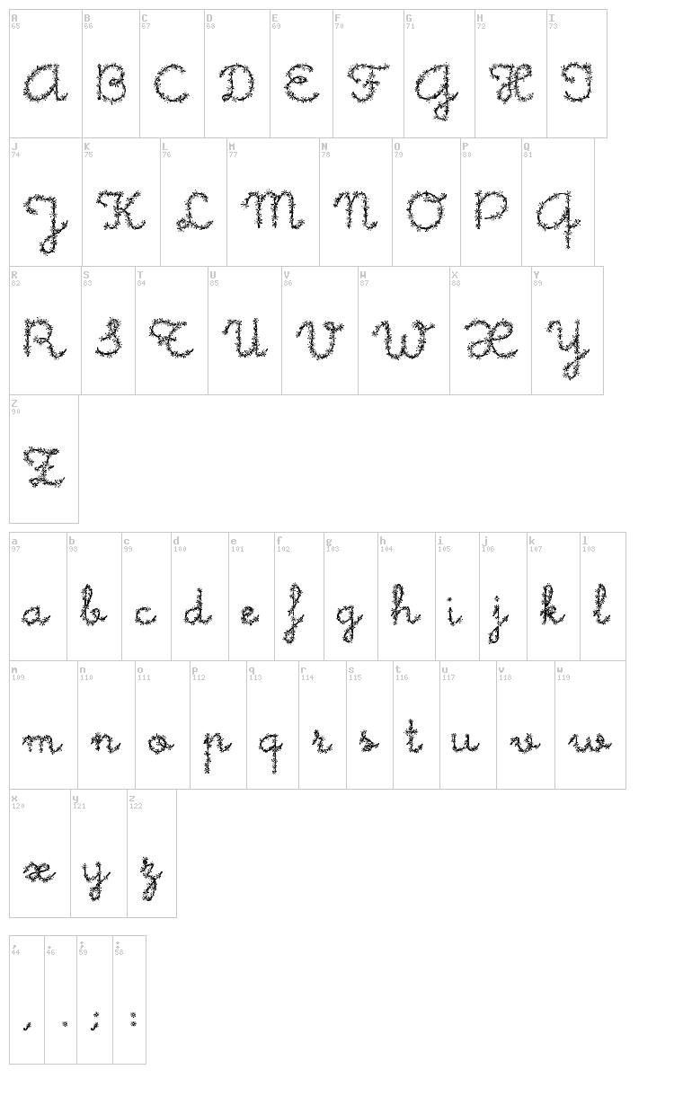Little Days + Little Daisy font map
